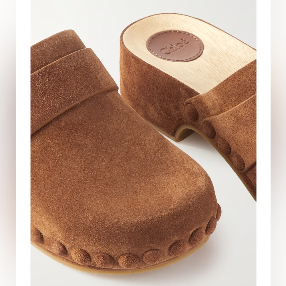 CHLOÉ Y2K Studded Joy Suede Boho Mule Clogs Size 37 - Picture 6 of 16